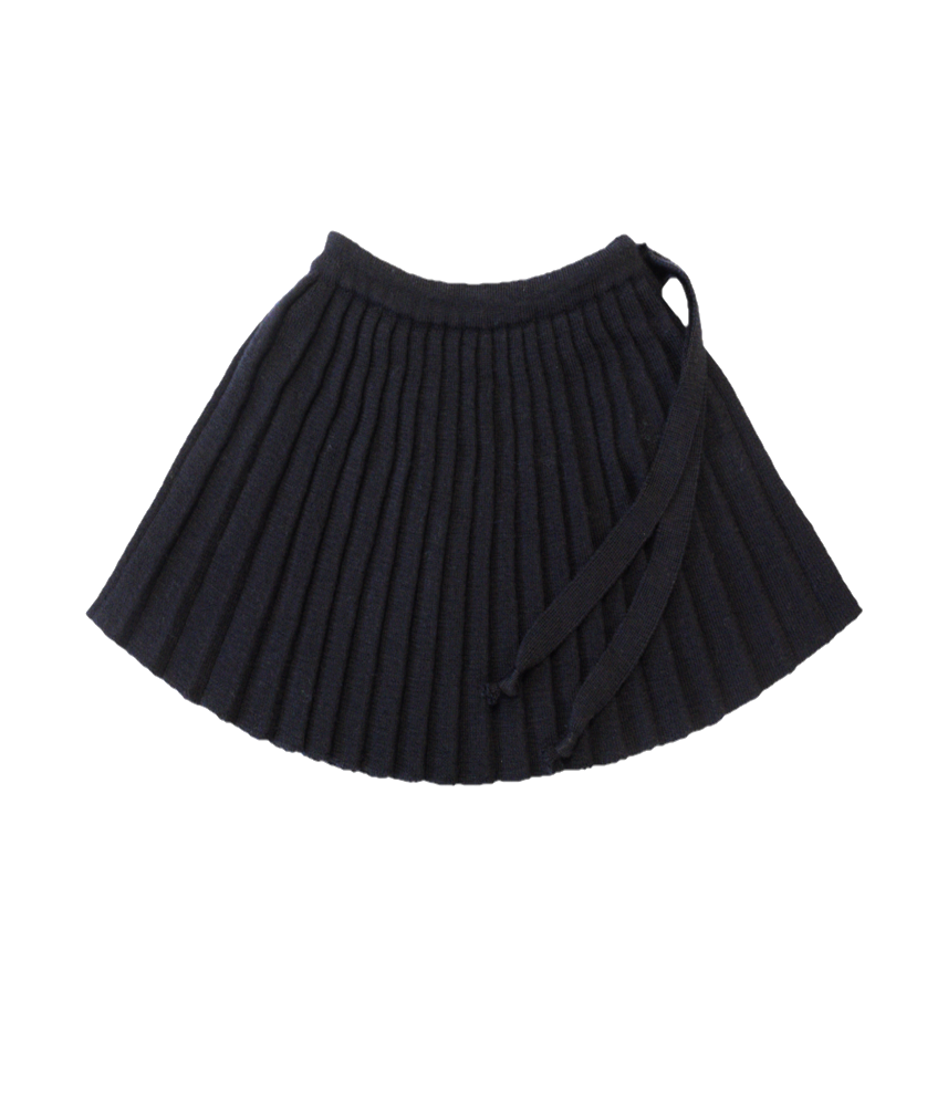 Fustă plisată fete 7 la 12 ani lana blu navy 